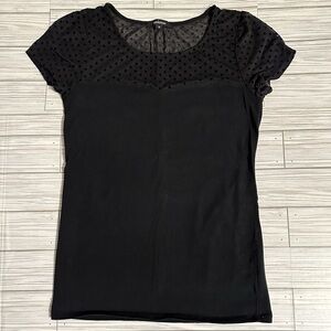 Black Fitted Blouse with Short Sleeves